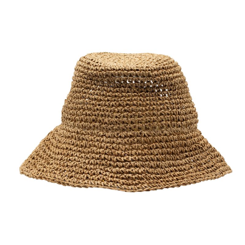 Coloured Floppy Straw  Hat - Natural Coffee