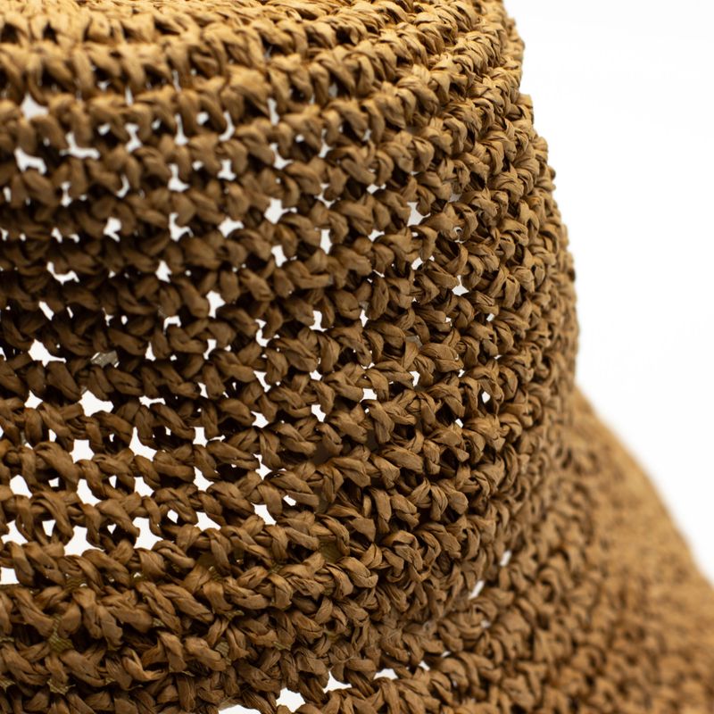 Coloured Floppy Straw  Hat - Natural Coffee