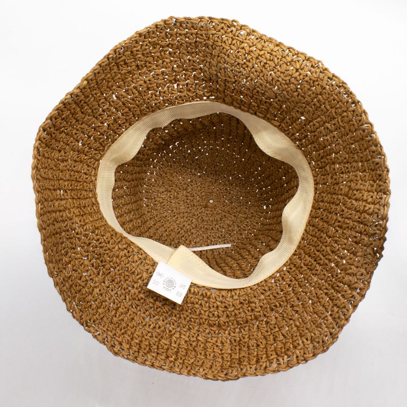 Coloured Floppy Straw  Hat - Natural Coffee