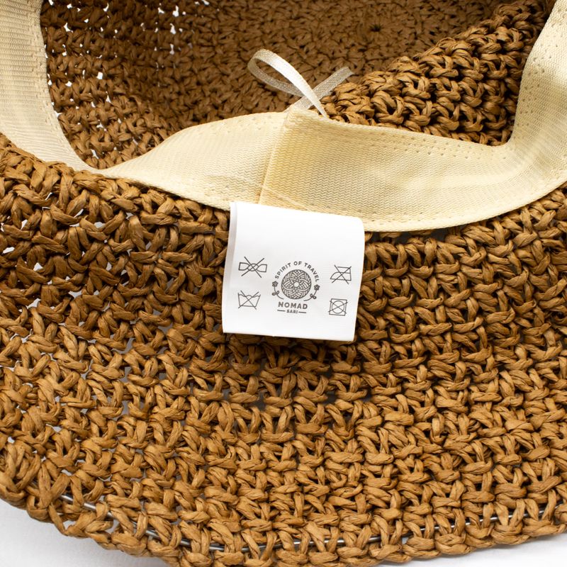 Coloured Floppy Straw  Hat - Natural Coffee