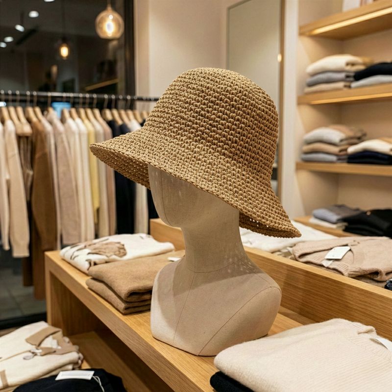 Coloured Floppy Straw  Hat - Natural Coffee