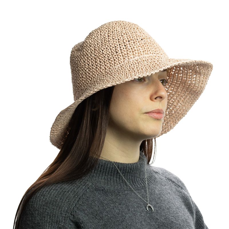 Coloured Floppy Straw Hat - Rose Blush