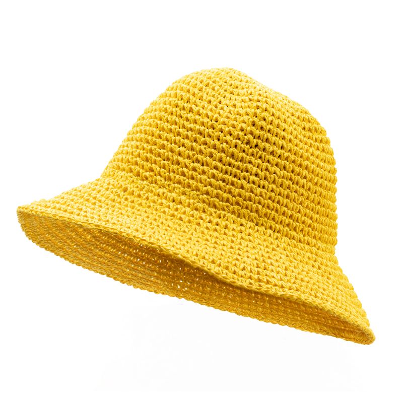 Coloured Floppy Straw Hat - Yellow