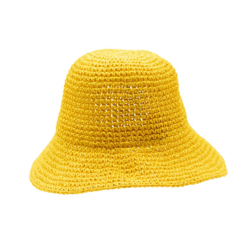 Coloured Floppy Straw Hat - Yellow