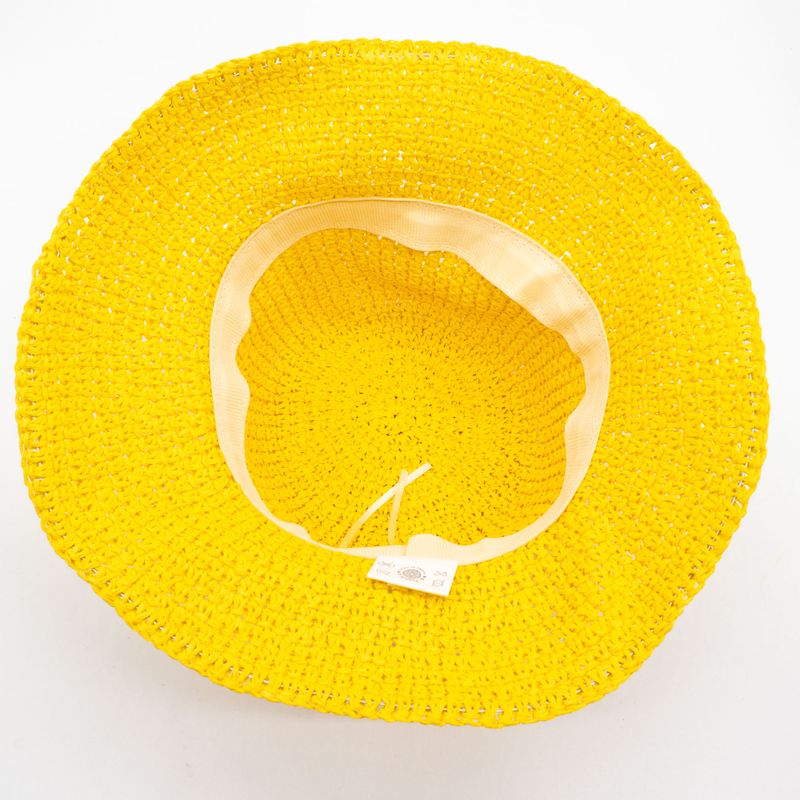 Coloured Floppy Straw Hat - Yellow