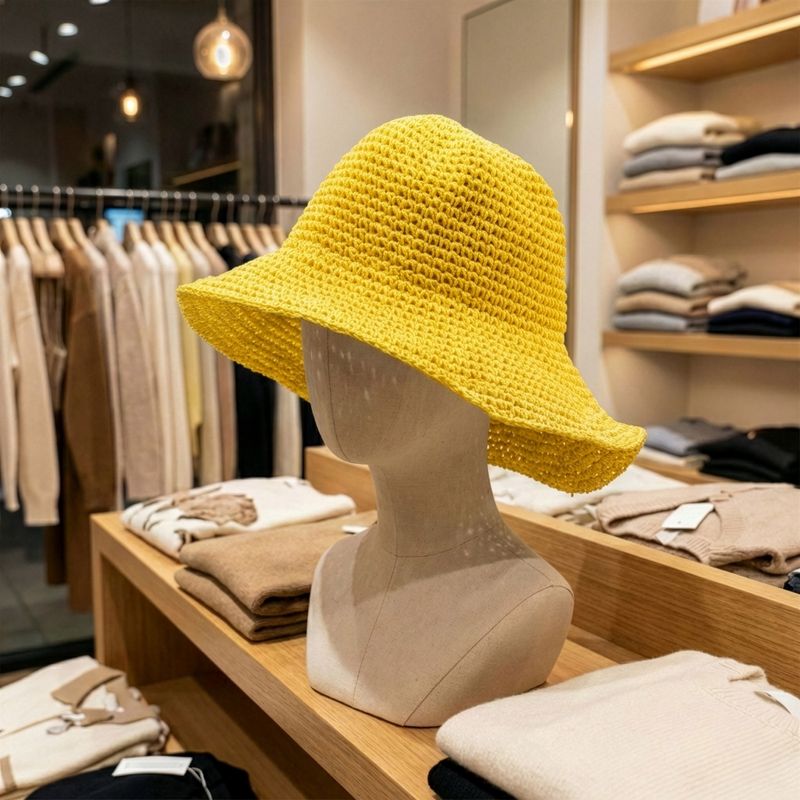 Coloured Floppy Straw Hat - Yellow