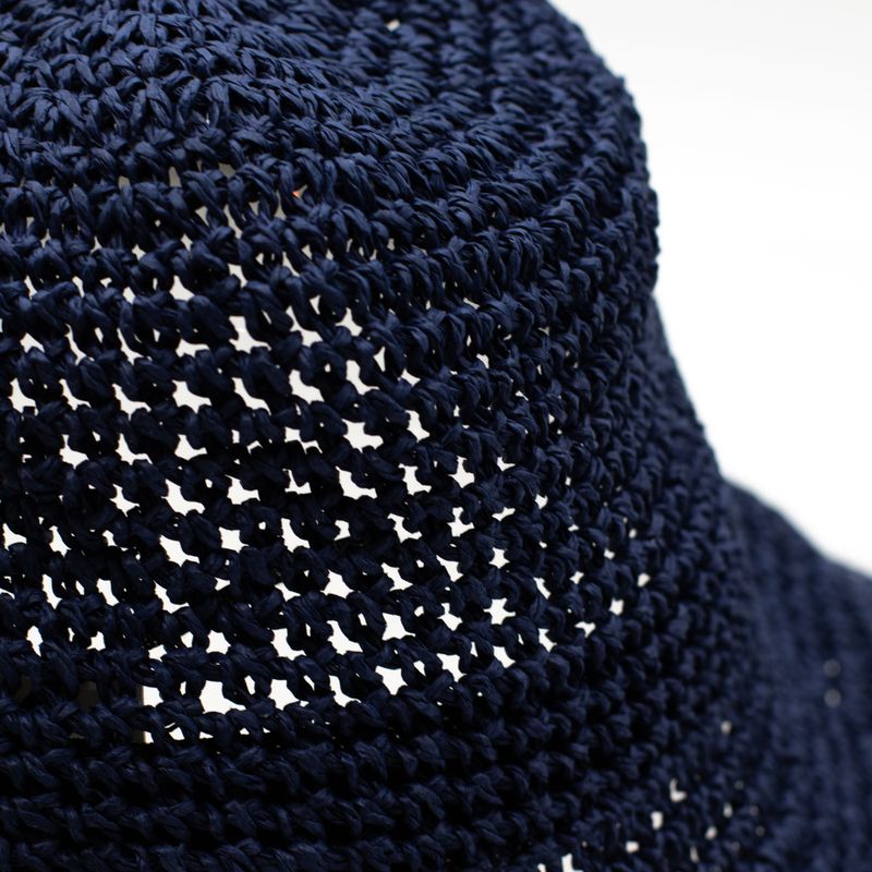 Coloured Floppy Straw Hat - Navy Blue