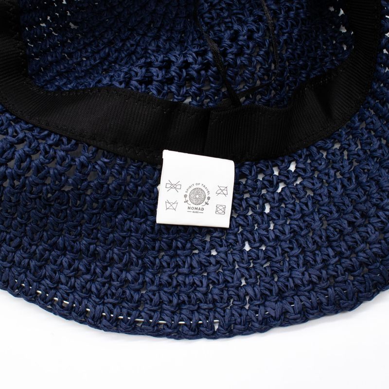 Coloured Floppy Straw Hat - Navy Blue