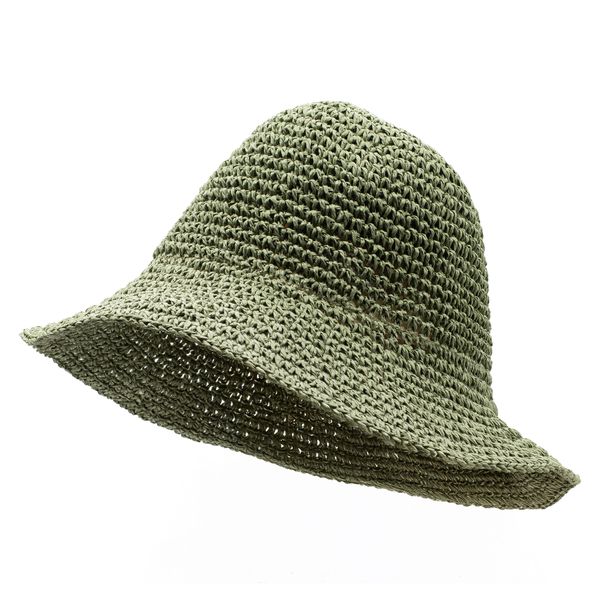 Coloured Floppy Straw Hat - Moss Green
