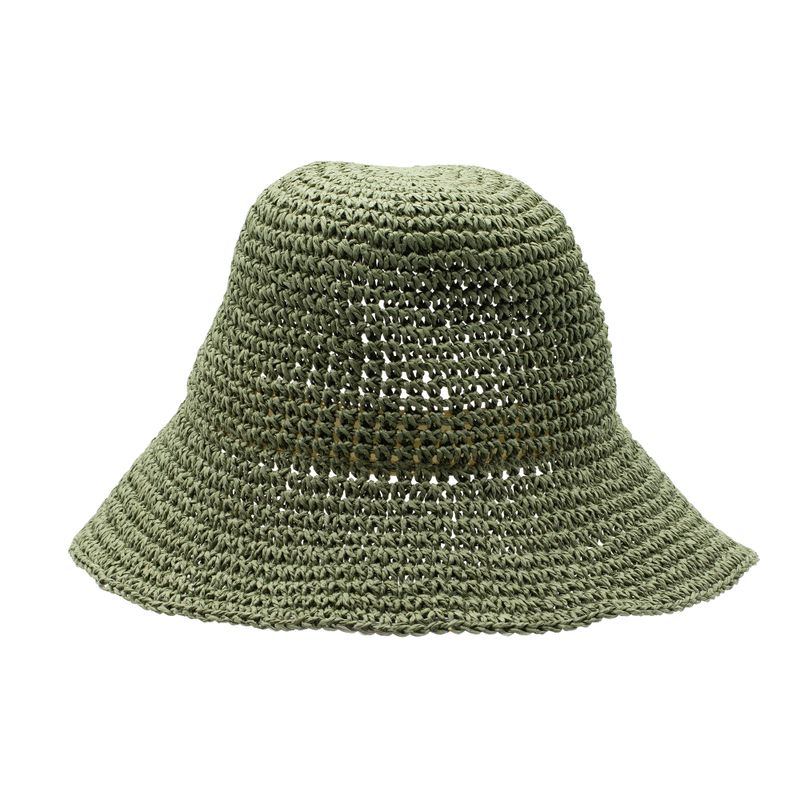 Coloured Floppy Straw Hat - Moss Green