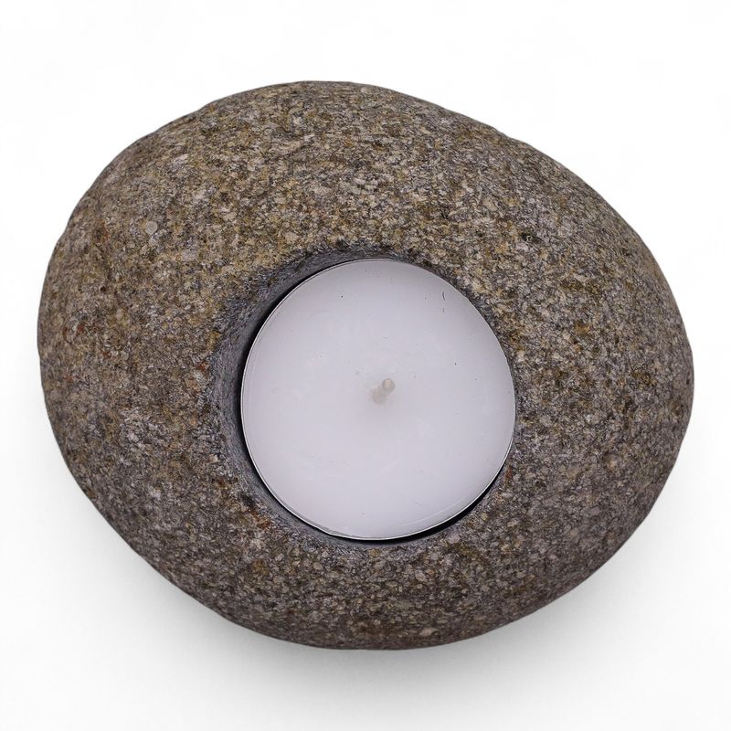 Natural Riverstone Candle Holder - Single Nightlight