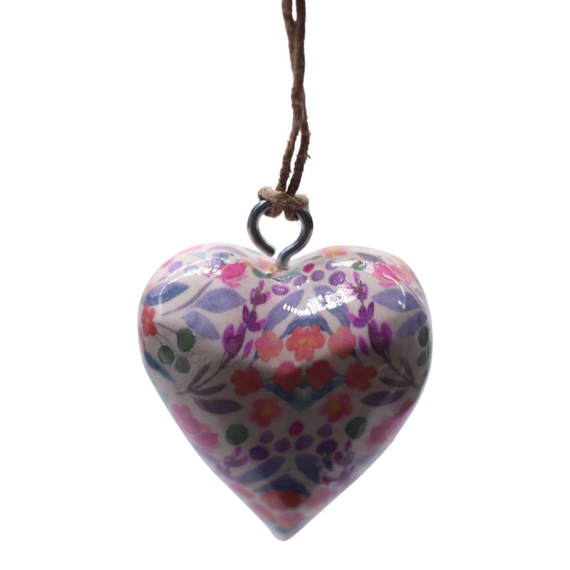 Large Decor Wood Hearts - Pretty Floral - in Display Jar