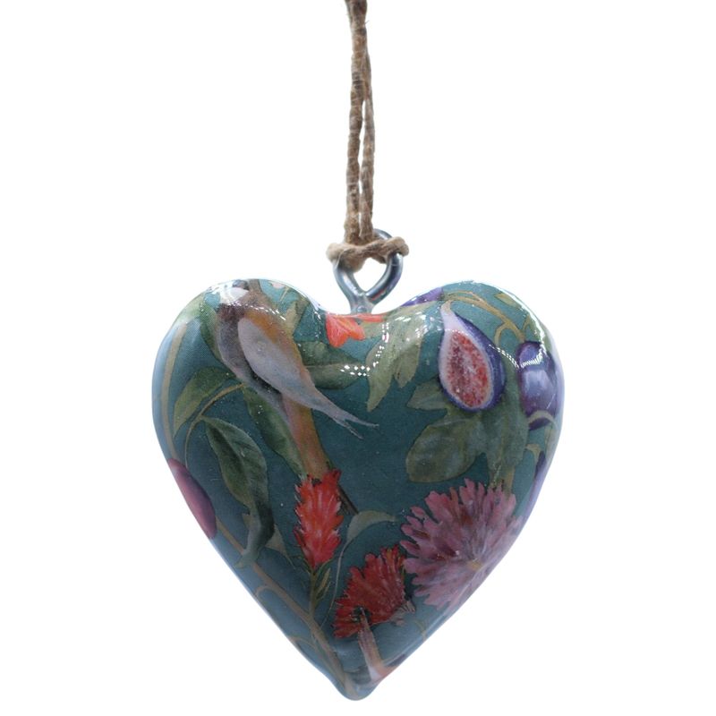 Large Decor Wood Hearts - Bird & Floral - in Display Jar