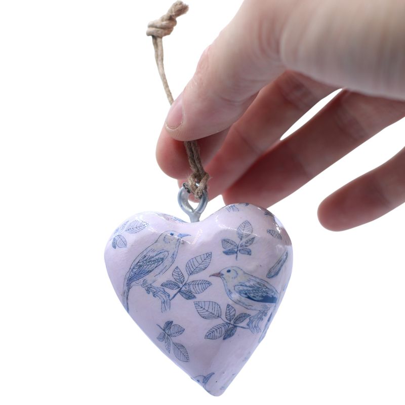 Large Decor Wood Hearts - Blue Bird - in Display Jar