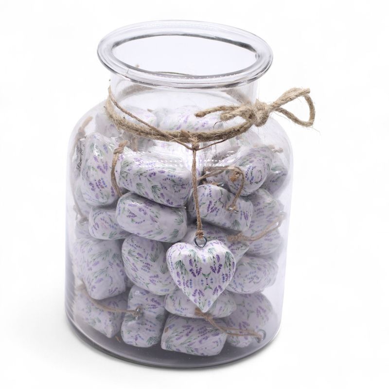 Large Decor Wood Hearts - Lavender - in Display Jar