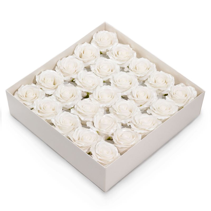 Craft Soap Flower - (5-Layer) Decorative Only Rose - Silk Trimmed - Classic White Sheen