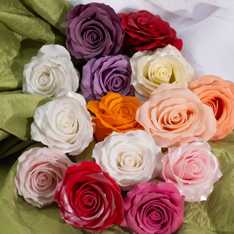 Craft Soap Flower - (5-Layer) Decorative Only Rose - Silk Trimmed - Frosted Ruby