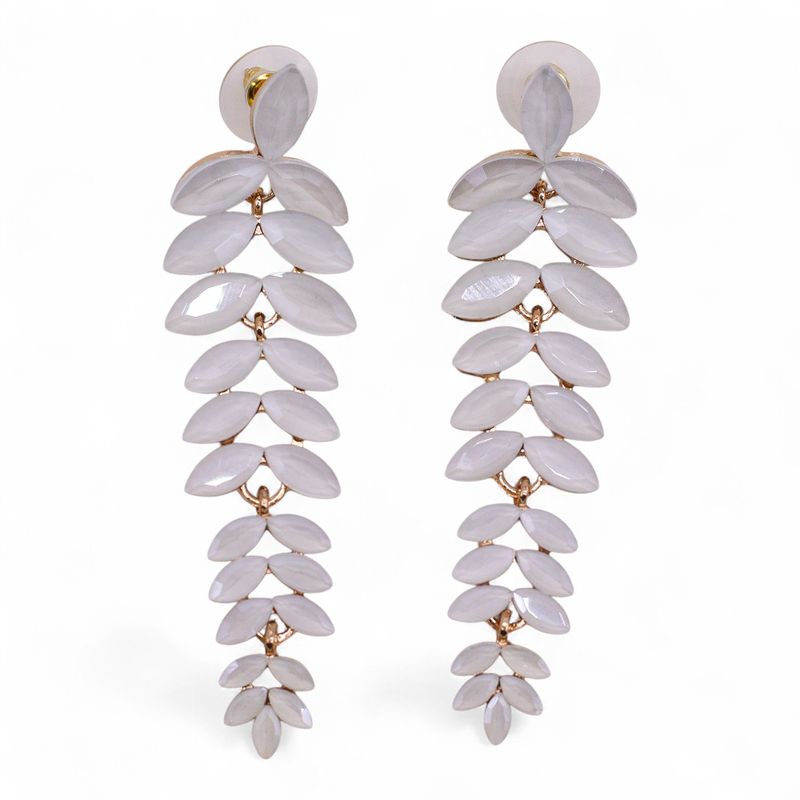 Nymph Aurora Long Drop Glass Earrings - Pearl