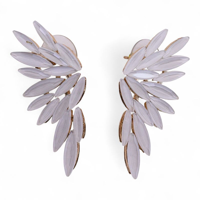 Nymph Aurora Angel Wings Glass Earrings - Pearl