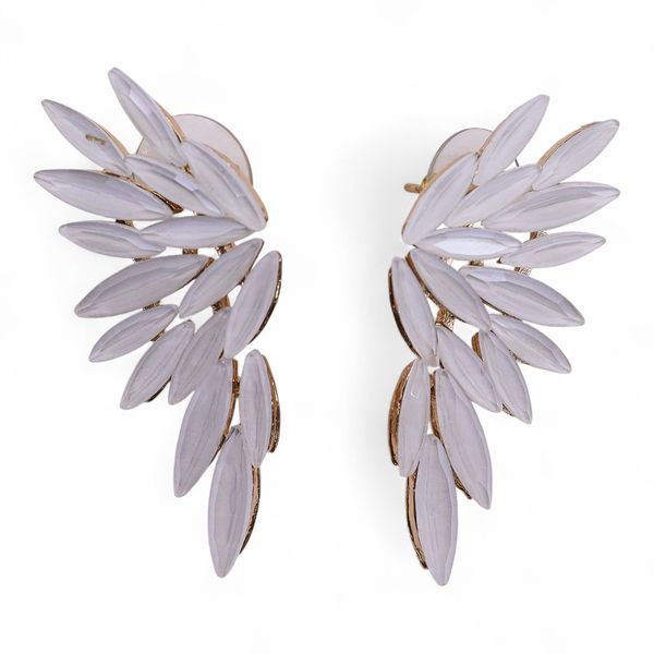 Nymph Aurora Angel Wings Glass Earrings - Pearl