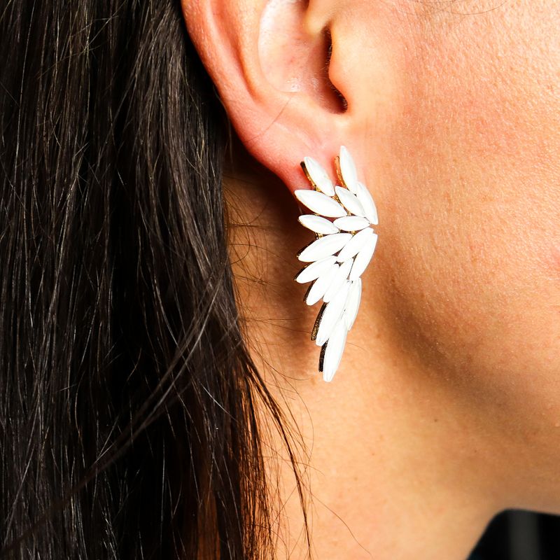 Nymph Aurora Angel Wings Glass Earrings - Pearl