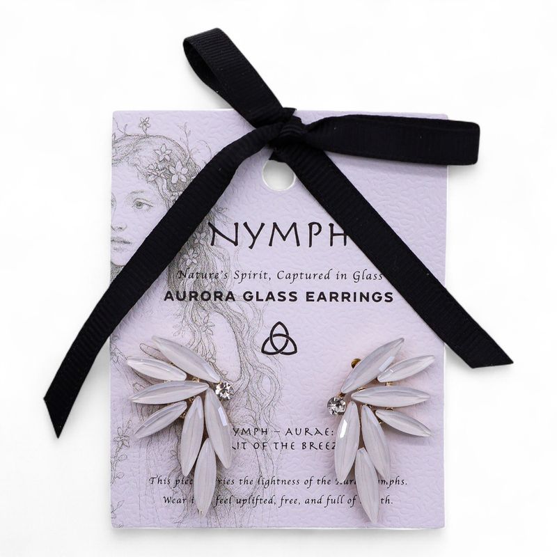 Nymph Aurora Fairies Glass Earrings - Pearl