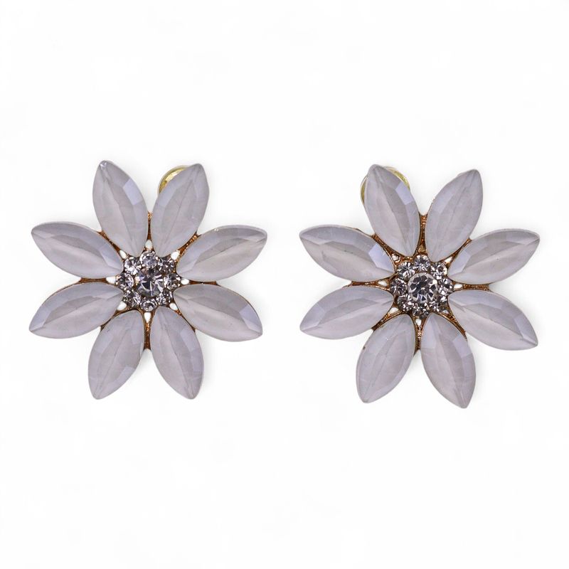 Nymph Aurora Flowers Glass Earrings - Pearl