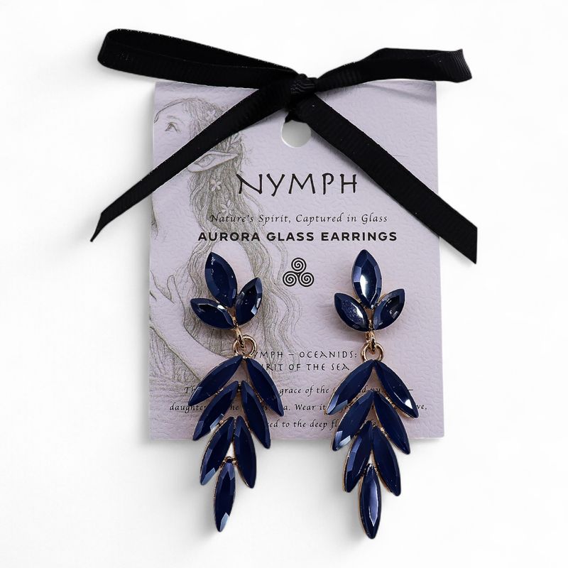 Nymph Aurora Long Drop Glass Earrings - Royal Blue