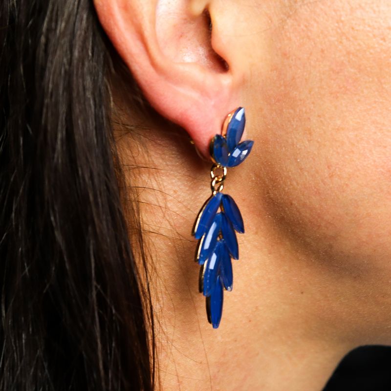 Nymph Aurora Long Drop Glass Earrings - Royal Blue