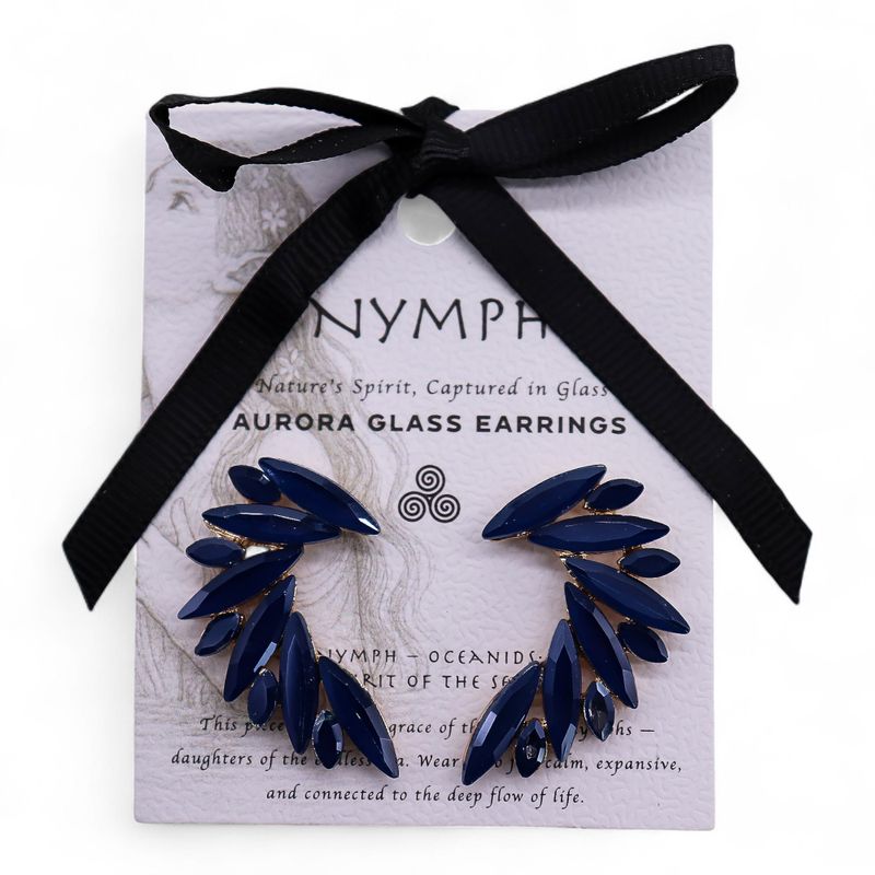 Nymph Aurora Angel Wings Glass Earrings - Royal Blue