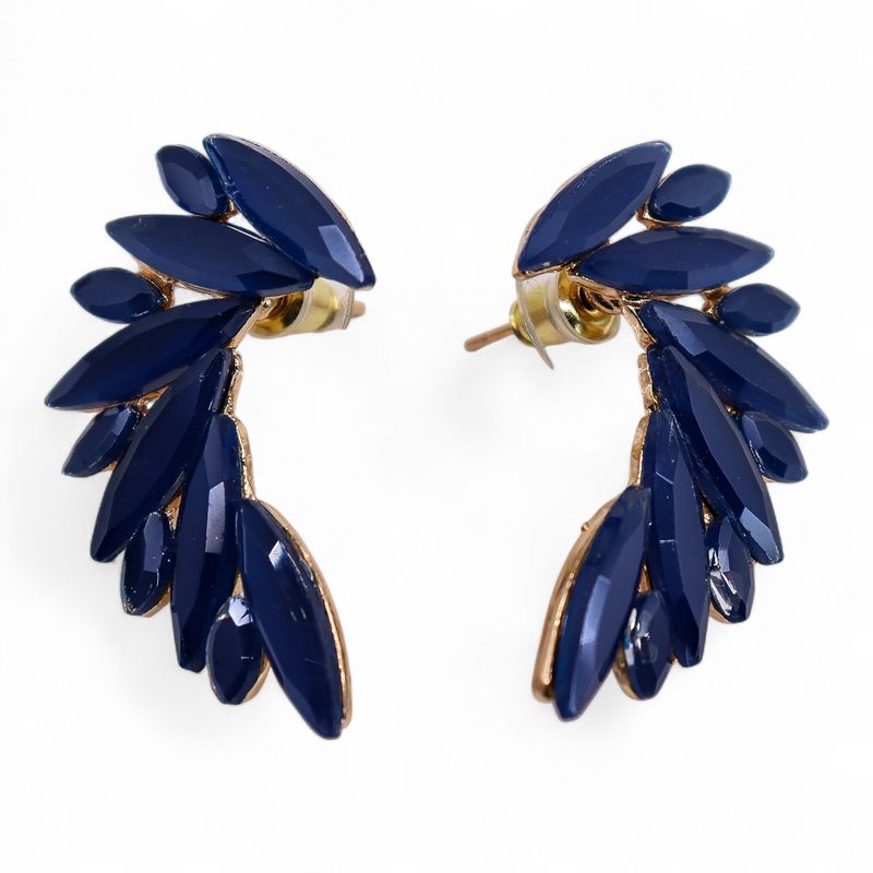 Nymph Aurora Angel Wings Glass Earrings - Royal Blue