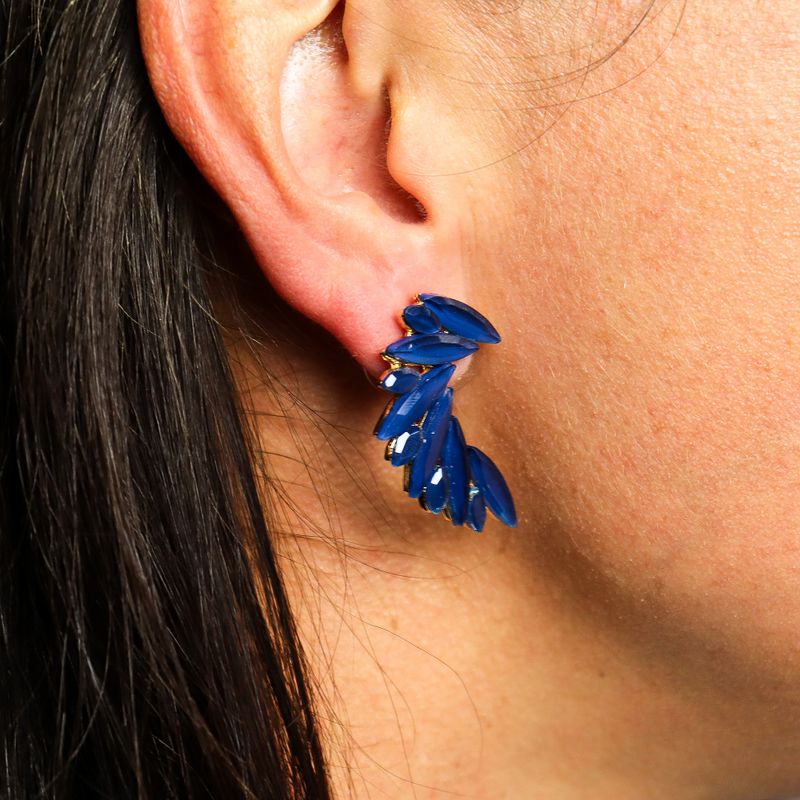 Nymph Aurora Angel Wings Glass Earrings - Royal Blue