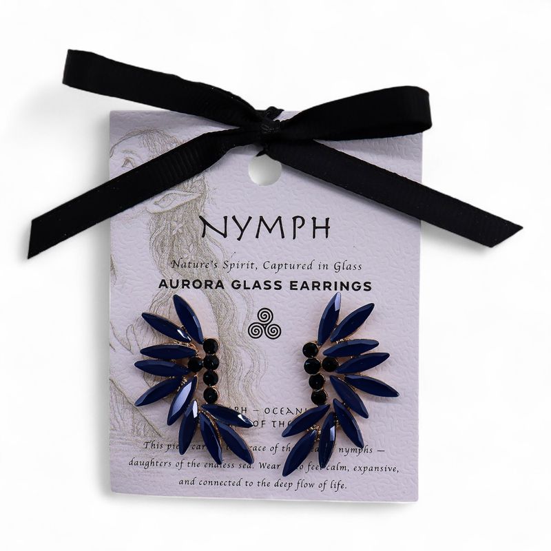 Nymph Aurora Fairies Glass Earrings - Royal Blue