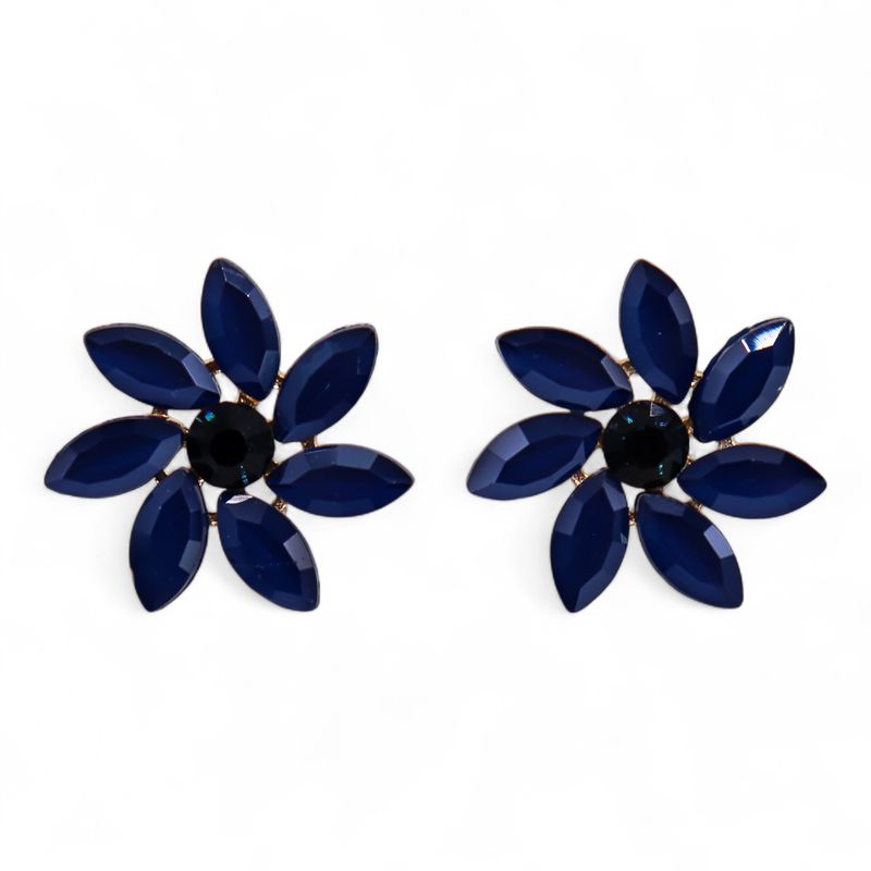 Nymph Aurora Flowers Glass Earrings - Royal Blue