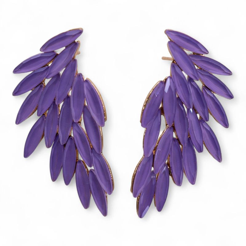 Nymph Aurora Angel Wings Glass Earrings - Lavender