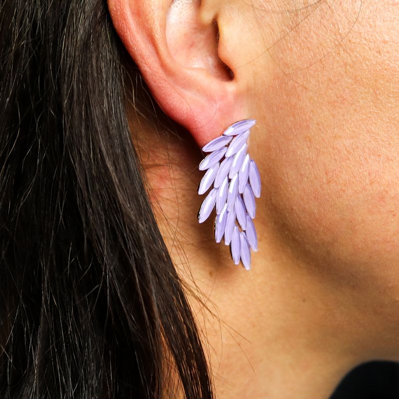 Nymph Aurora Angel Wings Glass Earrings - Lavender