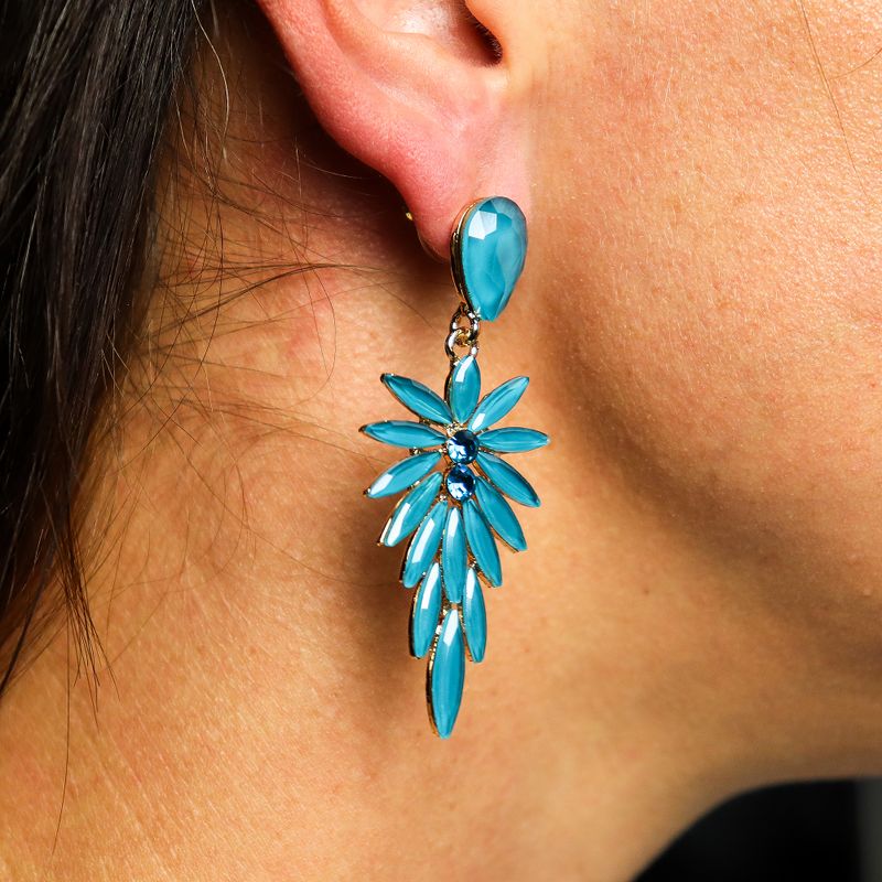 Nymph Aurora Long Drop Glass Earrings - Teal Green