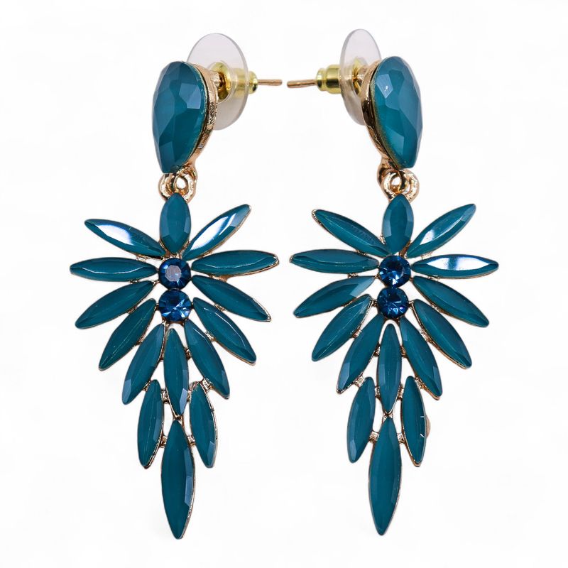 Nymph Aurora Long Drop Glass Earrings - Teal Green