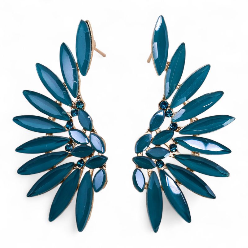 Nymph Aurora Angel Wings Glass Earrings - Teal Green