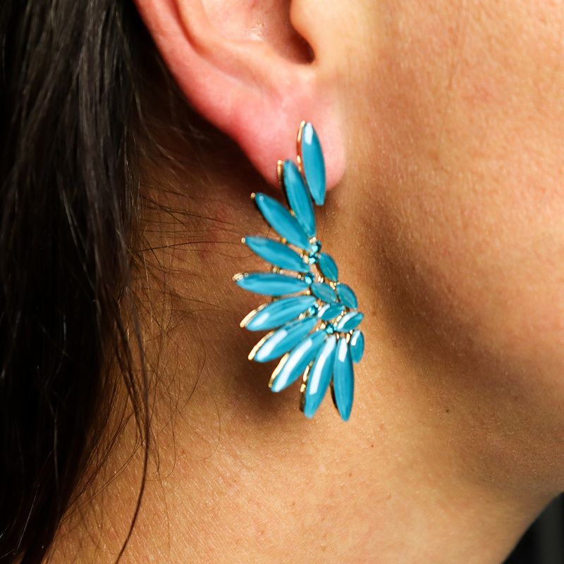 Nymph Aurora Angel Wings Glass Earrings - Teal Green