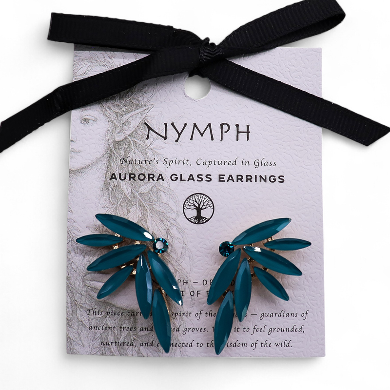 Nymph Aurora Fairies Glass Earrings - Teal Green