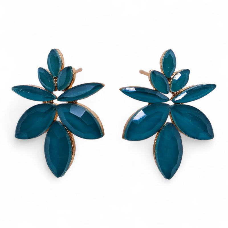 Nymph Aurora Flowers Glass Earrings - Teal Green