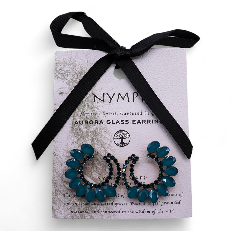 Nymph Aurora Loop Glass Earrings - Teal Green