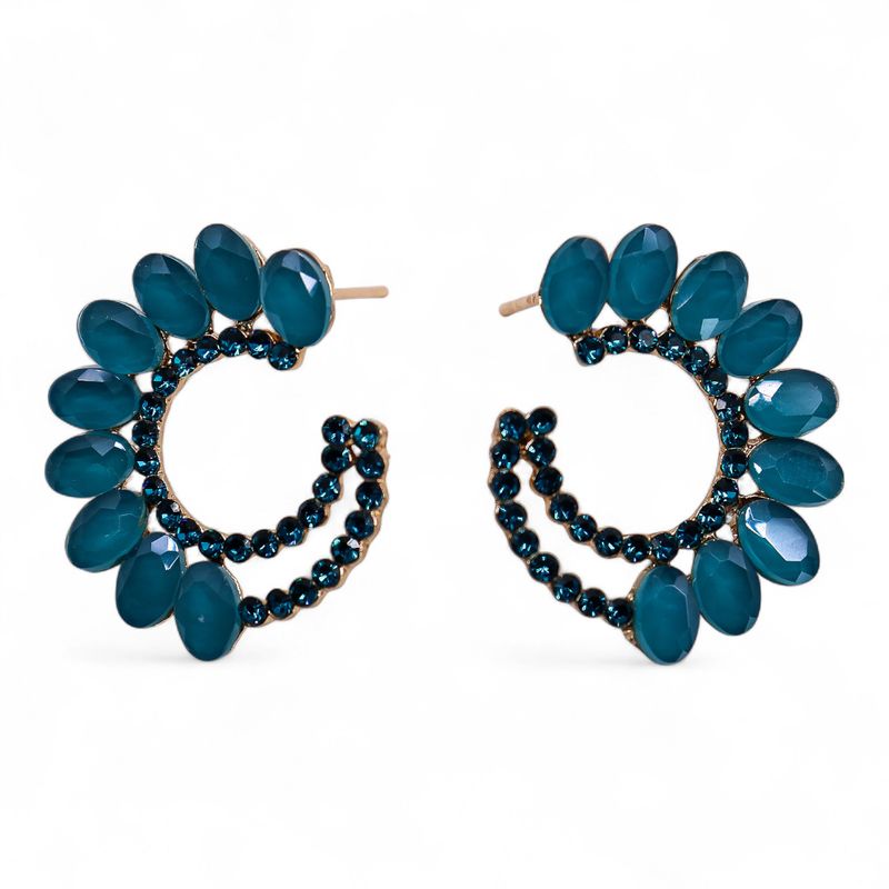 Nymph Aurora Loop Glass Earrings - Teal Green