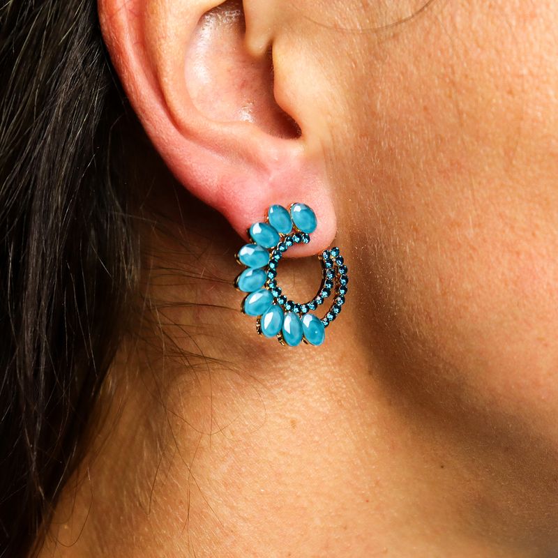 Nymph Aurora Loop Glass Earrings - Teal Green