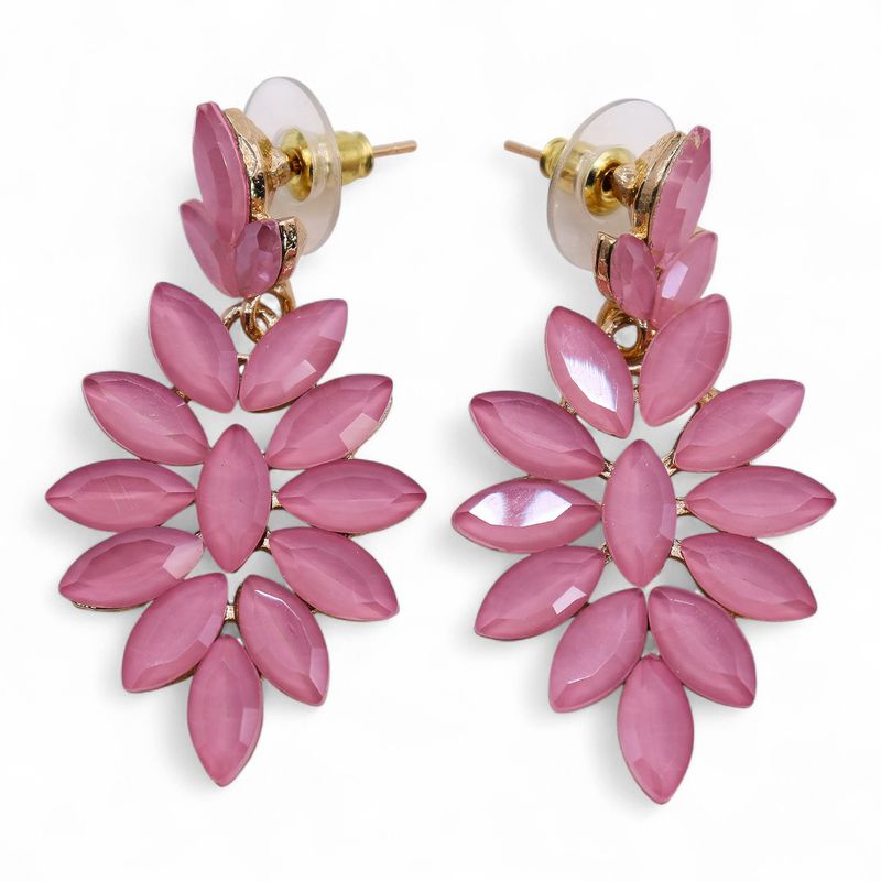 Nymph Aurora Long Drop Glass Earrings - Rose Quartz
