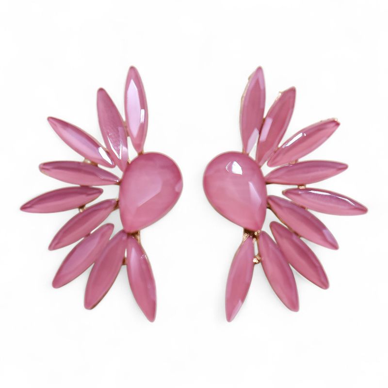 Nymph Aurora Angel Wings Glass Earrings - Rose Quartz
