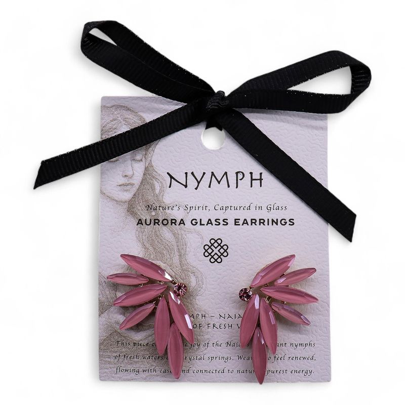 Nymph Aurora Fairies Glass Earrings - Rose Quartz