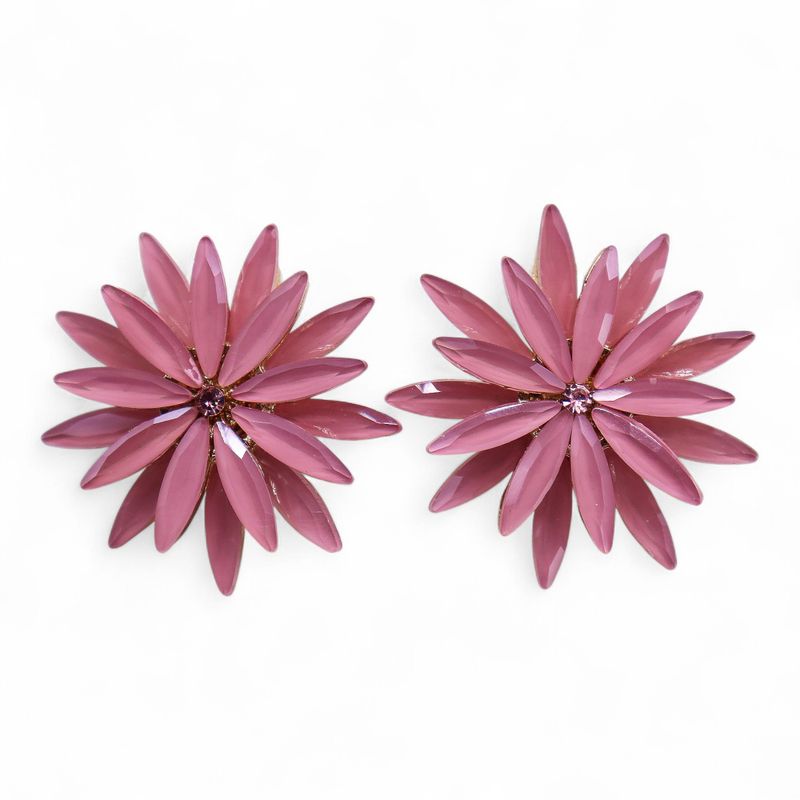 Nymph Aurora Flowers Glass Earrings - Rose Quartz