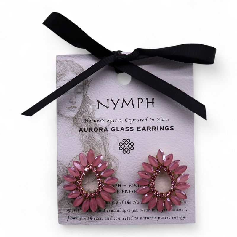 Nymph Aurora Loop Glass Earrings - Rose Quartz